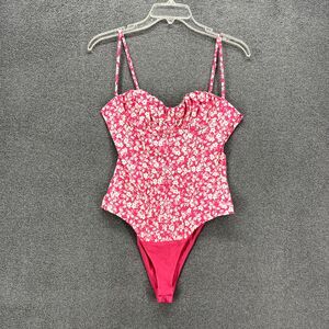 Zara Bodysuit‎ womens XS Pink White Floral Corset Barbiecore One Piece Blogger